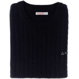 SUN68 Maglione a trecce BLU XL