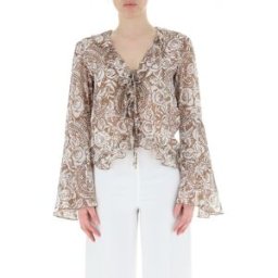 LIU JO Blusa con volants LIU JEANS MARRONE 40