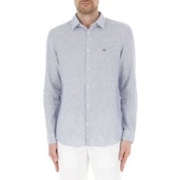 Armani Exchange Camicia lino-cotone BLU XXL