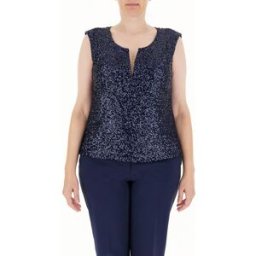 RINASCIMENTO CURVY Top con paillettes BLU 46