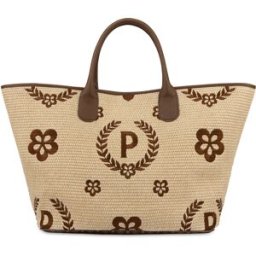 Tote bag in paglia Macro Heritage Big NATURALE/T.MORO/MARRONE, one_size, Pollini one_size