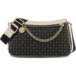 Borsa a tracolla in PVC Heritage Logo Classic NERO/AVORIO, one_size, Pollini one_size