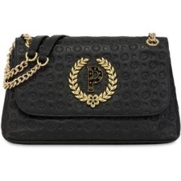 Borsa a spalla in vitello Heritage Logo Embossed NERO, one_size, Pollini one_size