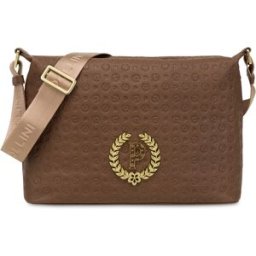 Borsa a spalla con tracolla regolabile Heritage Logo Embossed MARRONE, one_size, Pollini one_size