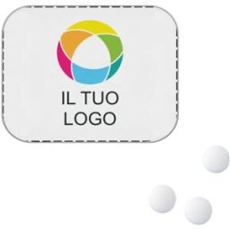 VistaPrint Pastiglie alla menta senza zucchero in contenitore bombato, 100 pezzi