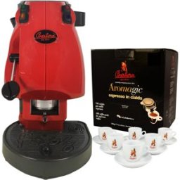 MACCHINA DA CAFFÈ FROG CON PORTA ACCESSORI + 100 CIALDE AROMAGIC + 6 TAZZINE