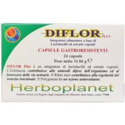 HERBOPLANET Srl Diflor Plus - Herboplanet - 24 capsule - Integratore alimentare che contribuisce alle naturali difese dell'organismo, al benessere delle vie urinarie, alla regolarità del transito intestinale