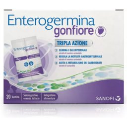 OPELLA HEALTHCARE ITALY Srl Enterogermina Gonfiore - Opella - 20 Bustine - Integratore alimentare che aiuta a contrastare il gonfiore della pancia, l'aerofagia, la tensione addominale e lo squilibrio della flora batterica intestinale