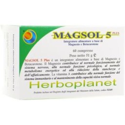 HERBOPLANET Srl Magsol 5 Plus - Herboplanet - 60 compresse - Integratore alimentare di magnesio contro la stanchezza