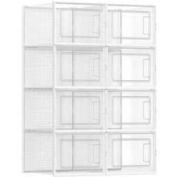 SONGMICS Pacco da 8 Scatole per Scarpe Contenitori per Scarpe, 35 x 25 x 18.5 cm