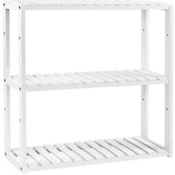 SONGMICS Scaffale Portaoggetti in Bambù, Bianco