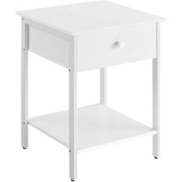 Comodino con Cassetto e Ripiano Marrone Nocciola VASAGLE, Bianco Opaco / 1