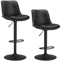 VASAGLE Set di 2 Sgabelli da Bar Nero Inchiostro, Nero Inchiostro