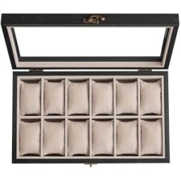 SONGMICS Scatola per Orologi, 12 Scomparti (21 x 35 x 8,5 cm) / Nero Ebano