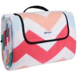 SONGMICS Coperta per Pic-nic a Strisce, Motivo a Onde Rosso