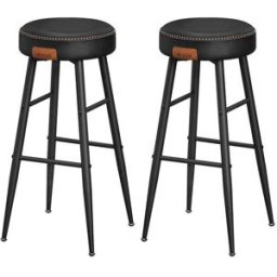VASAGLE EKHO Collezione Sgabelli Cucina in PU con Cucitura, Nero Inchiostro / 51,6 x 51,6 x 76,2 cm