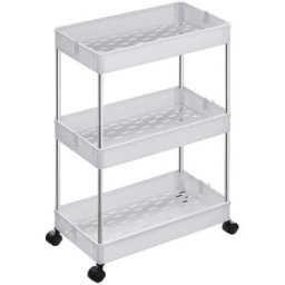 Carrello Portaoggetti a 3 Ripiani 40 x 22 x 60 cm Bianco SONGMICS