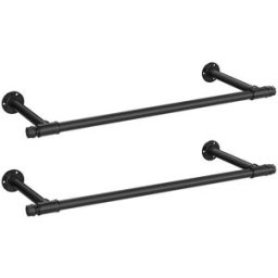 SONGMICS Barra Appendiabiti da Parete, Nero / 2