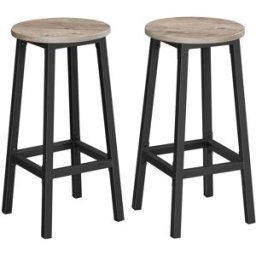 VASAGLE Sgabelli da Bar Robusto Telaio in Acciaio Facile da Montare, Greige + Nero