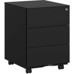 SONGMICS Cassettiera da Ufficio Studio Mobiletto con Ruote, Nero Inchiostro / 3 Cassetti (53,8H cm)