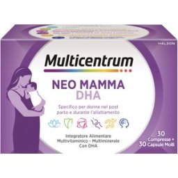 HALEON ITALY Srl Multicentrum Neo Mamma DHA - Integratore multivitaminico post parto e per donne in allattamento - 30 compresse deglutibili + 30 capsule molli