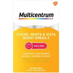HALEON ITALY Srl Multicentrum Cuore, Mente e Vista Boost Omega 3 - Integratore per il benessere del cuore e della vista - 60 capsule