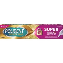 HALEON ITALY Srl Polident Power Max Super Tenuta + Comfort - Crema adesiva per protesi dentale al gusto neutro - 70 g