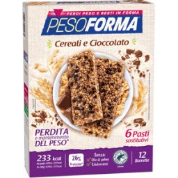 NUTRITION & SANTE' ITALIA SpA Pesoforma Barrette Cereali e Cioccolato - Barrette sostitutive del pasto per perdere peso - 6 barrette