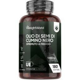 WeightWorld Olio di Semi di Cumino Nero 1000mg 180 Softgels Pressato a Freddo cumino nero integratore