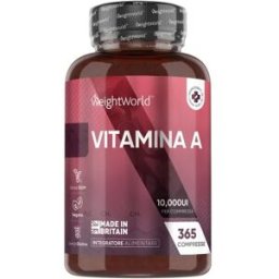 WeightWorld Vitamina A 10,000IU 365 Capsule Integratori per la vista, la pelle e i capelli