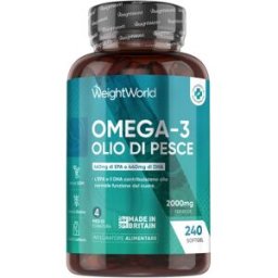 WeightWorld Omega 3 Olio di pesce 2000 mg 240 capsule di acidi grassi Omega 3