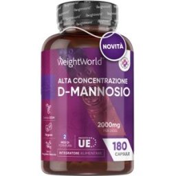 WeightWorld D Mannosio Puro 180 Capsule da 2000 mg 2 Mesi Fornitura mannosio cistite