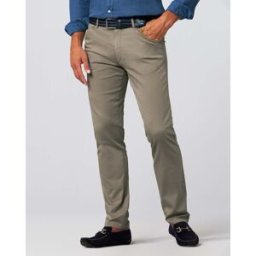 Meyer Pantalone chino Tokyo color fango in tessuto armaturato di cotone stretch drop 6