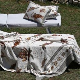 Tessitura Toscana Telerie Mezzero in lino stampato a tema tartarughe marine 270x280cm