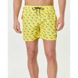 My Stuff Boxer mare giallo con stampa grafica macchinette e giraffe