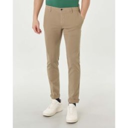 Powell Pantalone chino Levanto fango in tessuto a rombetti di cotone stretch