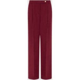 Marella Pantaloni palazzo bordeaux in viscosa e lino con pinces in vita
