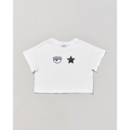 Chiara Ferragni T-shirt bianca cropped mezza manica con logo eyestar 4-6 anni