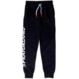 Sprayground Jogger in felpa di cotone neri con coulisse e stampa logo bianca