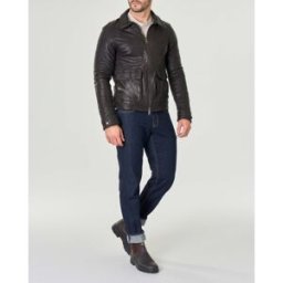 My Stuff Giacca in pelle testa di moro con fodera in lana