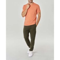 My Stuff T-shirt arancio mezza manica in pima cotton con taschino