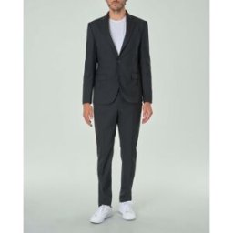 Paul Baker Abito nero in tela di lana stretch con rever a lancia