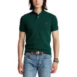 Ralph Lauren Polo verde scuro mezza manica in piquè slim-fit