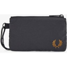 Fred Perry Pochette antracite in nylon crinkle con cordino