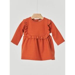 Aventiquattrore Abitino arancione con rouches in cotone elasticizzato 6-18 mesi