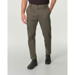 My Stuff Pantalone verde militare in gabardina di cotone stretch con tasconi con patta sul retro