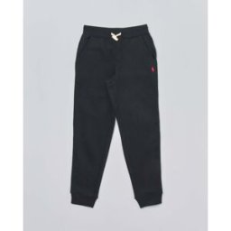 Ralph Lauren Pantalone nero in felpa di cotone con logo pony rosso 6 anni