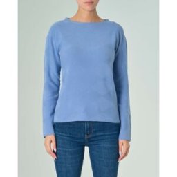 Hlo! Maglia azzurra in misto viscosa a motivo jacquard a losanghe