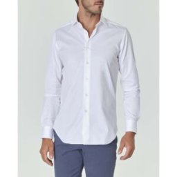 Xacus Camicia bianca in puro cotone micro armatura tailor-fit