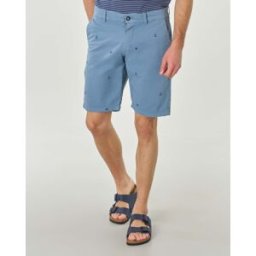 Priority House Bermuda chino color avio in cotone stretch con ricami mare jacquard